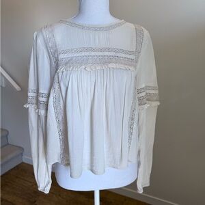 American Eagle Lace Peasant Blouse size Medium Boho Romantic Ethereal Victorian